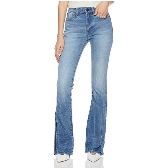 HALE Lea High Waisted Flare leg Side Zip Jeans Sz 27 medium wash - Picture 1 of 14